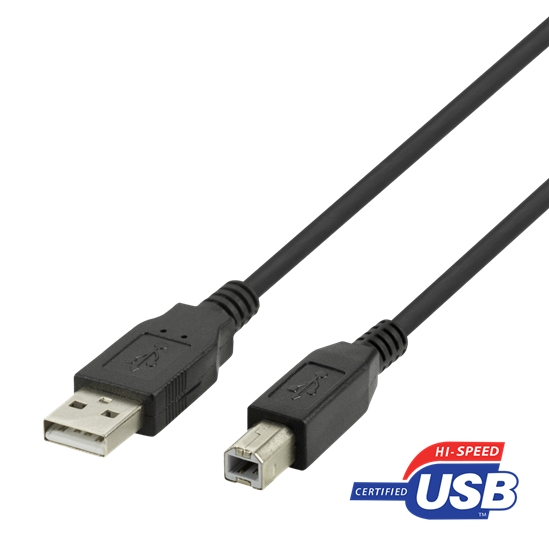 Picture of Kabelis DELTACO USB 2.0 "A-B", 2.0m, juodas / USB-218S-K / 00140005