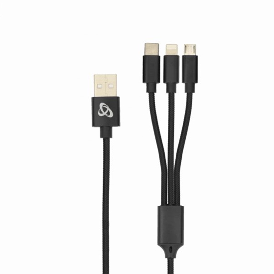 Изображение Kabelis Sbox USB 2.0 8-pin/Type-C/Micro USB charging only 2.4A 1M BULK