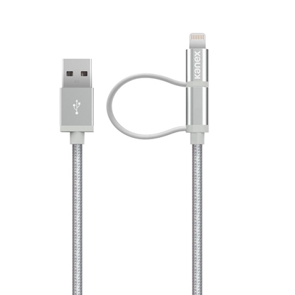 Picture of Kanex DuraBraid Lightning + Micro USB Combo 1.2M Cable  Silver