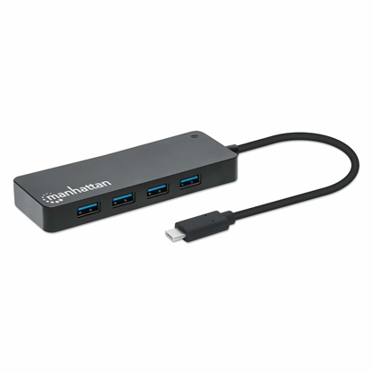 Attēls no Manhattan USB-C Dock/Hub, Ports (x7): USB-A (x7), 5 Gbps (USB 3.2 Gen1 aka USB 3.0), External Power Supply Not Needed, Cable 15cm, SuperSpeed USB, Black, Three Year Warranty, Blister