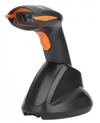 Picture of Manhattan Wireless 2D Handheld Barcode Scanner, 250mm Scan Depth, up to 80m effective range (line of sight), Max Ambient Light 100,000 lux (sunlight), Black, Three Year Warranty, Box