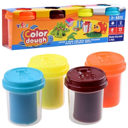 Изображение Plastikinė masė, 4 spalvoti puodeliai