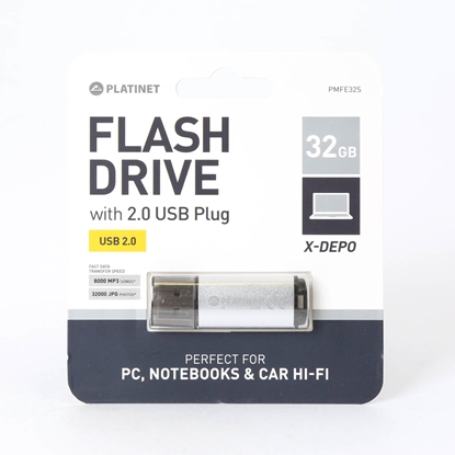 Attēls no Platinet USB Flash Drive/Pen Drive 32GB, USB 2.0, Silver, USB version (most popular type), Blister