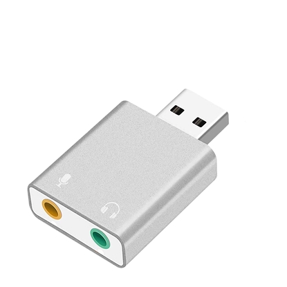 Attēls no RoGer USB Audio card with microphone input / Virtual 7.1 / silver
