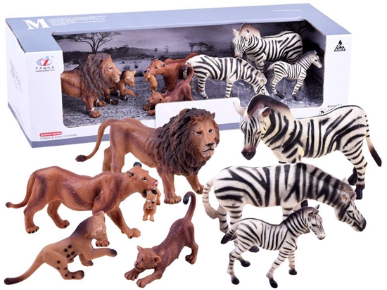 Изображение Safari gyvūnų figūrėlių rinkinys, liūtai-zebrai