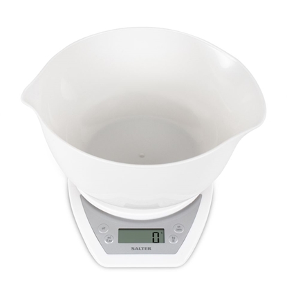 Изображение Salter 1024 WHDR14 Digital Kitchen Scales with Dual Pour Mixing Bowl white