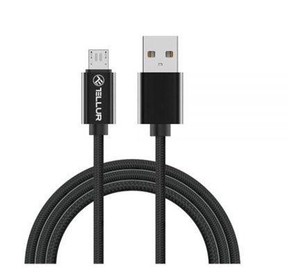Picture of Tellur Data cable, USB to Micro USB, Nylon Braided, 1m black