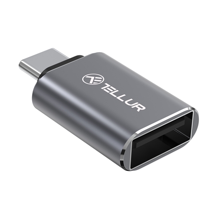 Attēls no Adapteris Tellur USB-C to USB-A M/F 10Gbps,3A aluminum alloy