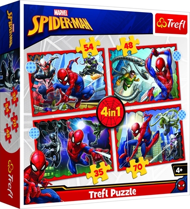 Изображение TREFL SPIDER-MAN 4 dėlionių rinkinys „Žmogus-voras“