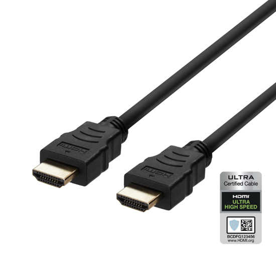 Изображение Kabelis Ultra High Speed HDMI DELTACO ARC, QMS, 8K in 60Hz, 4K UHD in 120Hz, 0.5m, juodas / HU-05-R
