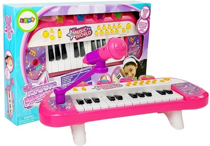 Изображение Vaikiškas sintezatorius su mikrofonu, 24 klavišai, rožinis