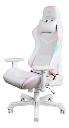 Attēls no Žaidimų kėdė DELTACO GAMING White Line, RGB, kaklo pagalvėlė, nugaros pagalvėlė, balta / GAM-080-W
