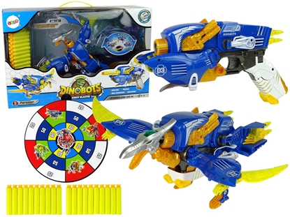 Изображение Žaislinis ginklas su taikiniu ir šoviniais - Dinobots, mėlynas