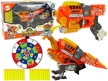 Изображение Žaislinis ginklas su taikiniu ir šoviniais - Dinobots, oranžinis