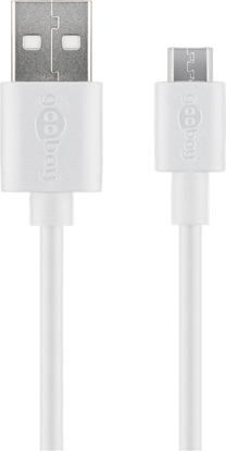 Attēls no Goobay Micro USB charging and sync cable 43837 White, USB 2.0 micro male (type B), USB 2.0 male (type A)