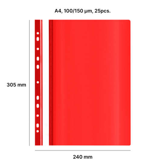 Picture of AD Class Perforated A4 Report File 100/150 red 25pcs./pack.