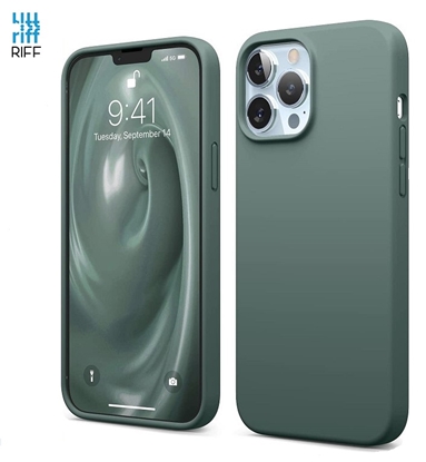 Изображение  Riff Plāns & Mīksts silikona aizmugures maks ar mīkstu iekšpusi priekš Apple iPhone 13 mini Midnight Green