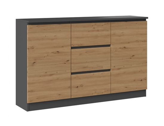 Picture of 2D3S chest of drawers 120x30x75 cm, anthracite/artisan
