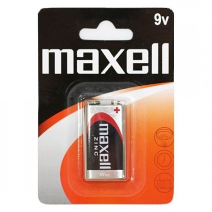 Picture of 9V 6LR61 / 6F22  baterija 9 Volti Maxell Zinc-carbon 1B iepakojumā 1 gb.