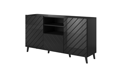 Attēls no ABETO chest of drawers 150x42x82 gloss black/black