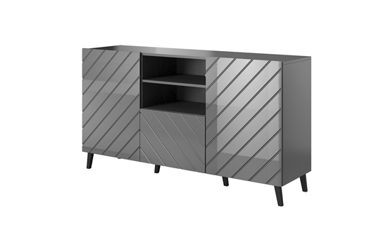 Изображение ABETO chest of drawers 150x42x82 graphite/gloss
