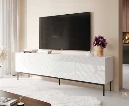 Picture of ABETO RTV cabinet on black steel frame 200x42x60 white/gloss white