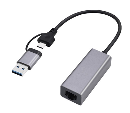 Attēls no Adapteris Gembird USB 3.1 + Type-C Gigabit Network Adapter Space Grey