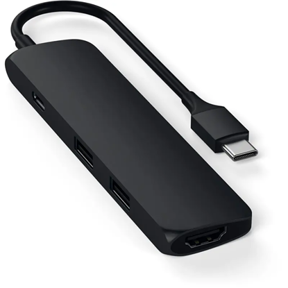 Attēls no Adapteris Satechi Slim USB-C MultiPort with 4K HDMI Video Output and 2 USB 3.0 Ports-Black