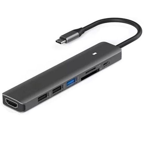 Изображение Adapter USB Extra Digital Adapteris USB Type-C - HDMI, 3x USB Type-A, SD, TF, USB Type-C PD100W