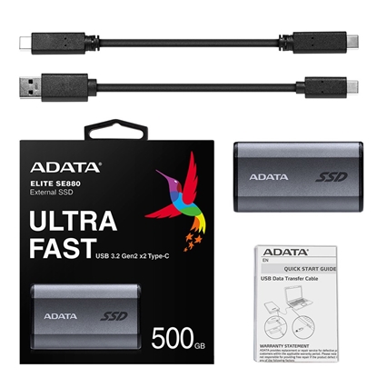 Attēls no ADATA SE880 500 GB Wi-Fi Grey