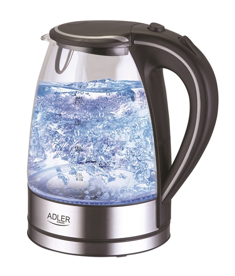 Изображение Adler AD 1225 electric kettle 1.7 L Black,Stainless steel,Transparent 2200 W