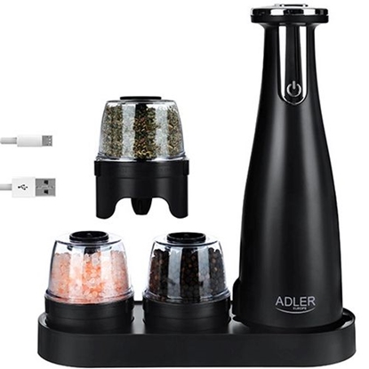 Изображение Adler AD 4449B Electric Salt and Pepper Grinder - USB