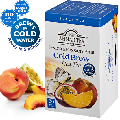 Picture of Aukstā melnā tēja AHMAD Persiks un Marakuja, 20 maisiņi paciņā