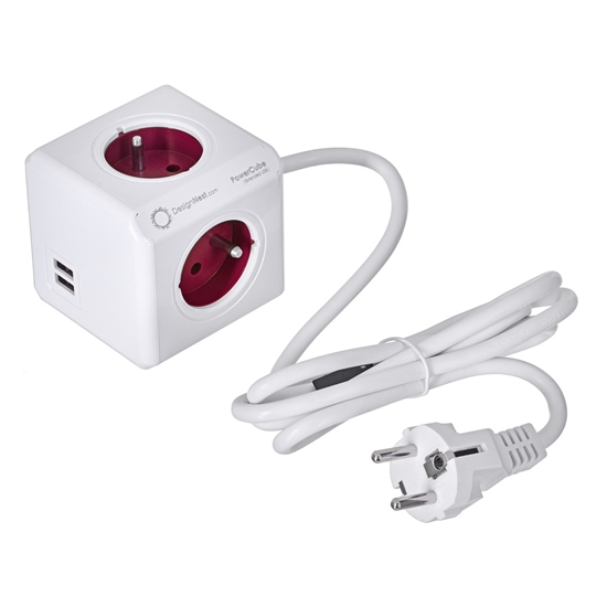 Изображение Allocacoc 2402RD/FREUPC power extension 1.5 m 4 AC outlet(s) Indoor Red, White