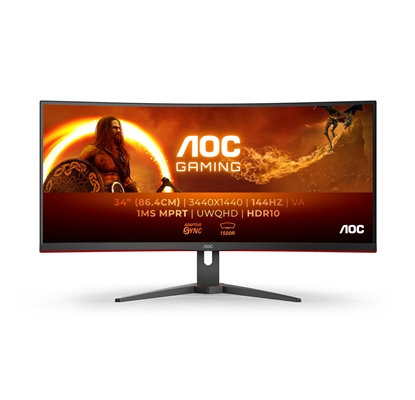 Attēls no AOC G2 CU34G2XE/BK computer monitor 86.4 cm (34") 3440 x 1440 pixels Black, Red