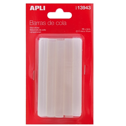 Attēls no Karstās līmes stienīši APLI līmes pistolei, 11mm x 10cm, caurspīdīgas, (10gab.)