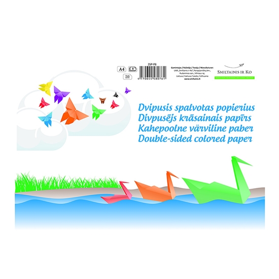 Picture of Krāsains papīrs, divpusējs, A4, 8 lapas, assorti, 80g/m2