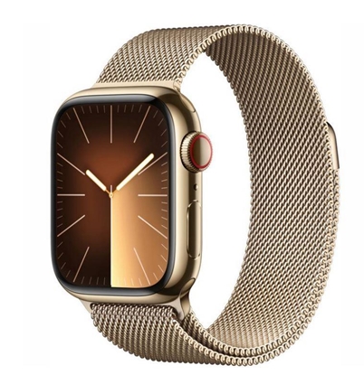 Изображение Apple Watch 9 GPS + Cellular 41mm Stainless Steel Milanese Loop, gold (MRJ73ET/A)