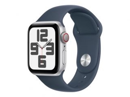 Attēls no Apple Watch SE GPS + Cellular 40mm Silver Aluminium Case with Storm Blue Sport Band - S/M