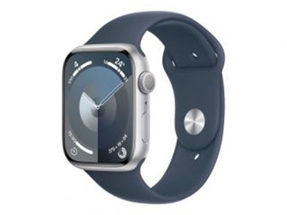 Изображение Apple Watch Series 9 GPS 45mm Silver Aluminium Case with Storm Blue Sport Band - S/M