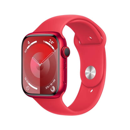 Picture of APPLE WATCH SERIES 9 45MM (PRODUCT) REDALUMINIUM CASE WITH (PRODUCT) RED SPORT BAND MRYE3QL/A