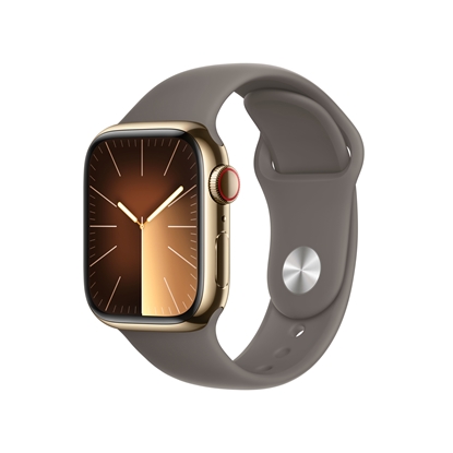 Picture of APPLE WATCH SERIES 9 41MM SILVER STAINLESS STEEL CASE WITH CLAY SPORT BAND MRJ63QL/A