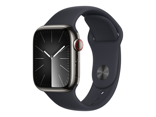 Изображение Smartwatch Apple Apple Watch Series 9 GPS + Cellular 41mm Graphite Stainless Steel Case with Midnight Sport Band - M/L MRJ93ET/A
