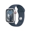 Picture of Apple Watch Series 9 GPS + Cellular 41mm Silver Aluminium Case with Storm Blue Sport Band - M/L