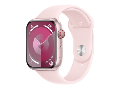 Picture of Apple Watch Series 9 GPS + Cellular 45mm Pink Aluminium Case with Light Pink Sport Band - M/L