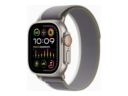 Picture of Apple Watch Ultra 2 GPS + Cellular, 49mm Titanium Case with Green/Grey Trail Loop - M/L