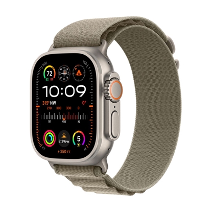 Attēls no Apple Watch Ultra 2 GPS + Cellular, 49mm Titanium Case with Olive Alpine Loop - Small