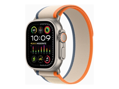 Attēls no Apple Watch Ultra 2 GPS + Cellular, 49mm Titanium Case with Orange/Beige Trail Loop - S/M