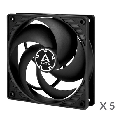Picture of ARCTIC P12 with PWM PST Pressure-optimised Fans, 4-pin, 120mm, black, 5pcs