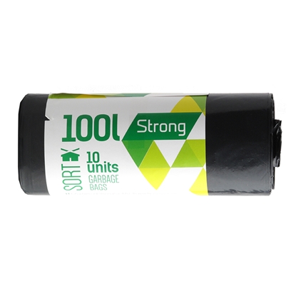 Picture of Atkritumu maisi SORTEX, tilpums 100 L, 10 gab., 35 mkr, melni, LDPE, 70 x 90 cm